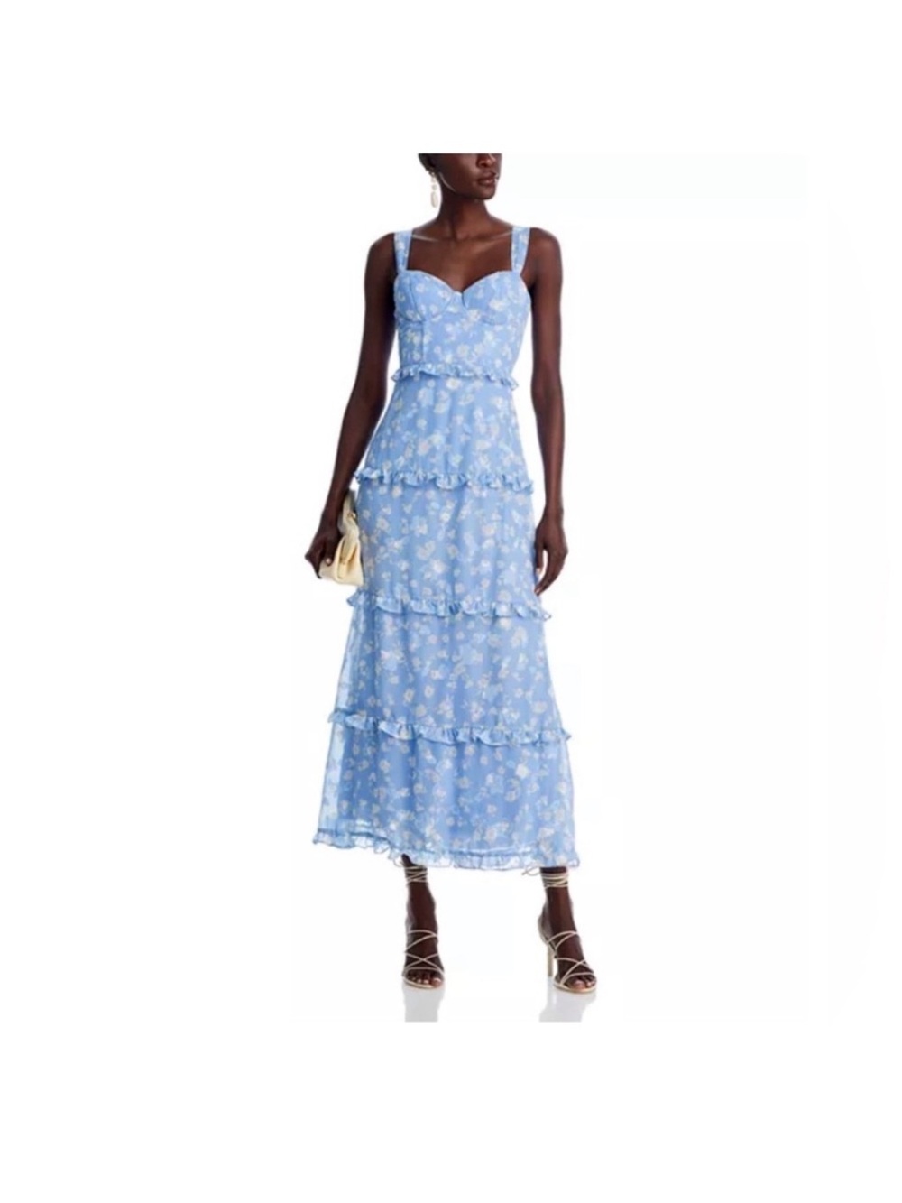 NWT: AQUA bustier ruffled maxi dress size M